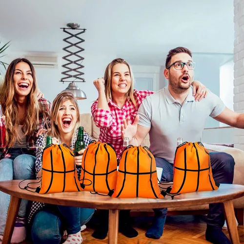 Vista 6 de 12 bolsas pequeñas deportivas con cordón para dulces para fiesta deporte con cordón para regalo regalos como se ve en las fotos Estilo de baloncesto
