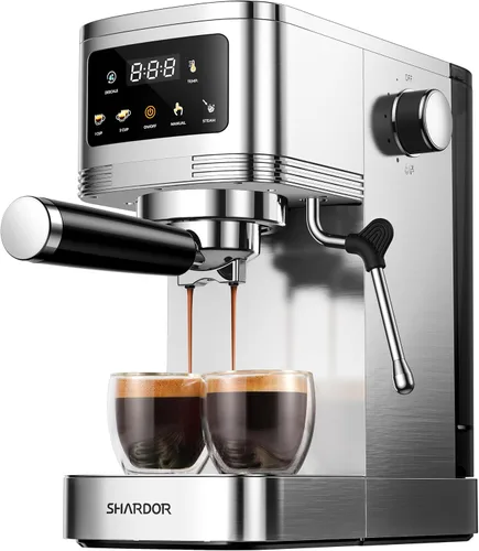 Vista 7 de SHARDOR Máquina de café expreso de 20 bares, máquina de café espresso profesional con espumador de leche y pantalla táctil, máquinas de café