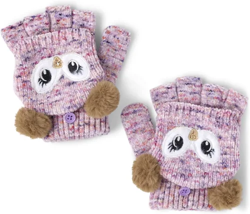 Vista 2 de The Children's Place Conjunto de 2 piezas para niña con gorro de invierno y guantes sin dedos