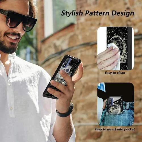 Vista 222 de Funda para Motorola Moto G Stylus 5G 2021 de vidrio templado, funda negra con diseño de mujer negra africana para mujeres y hombres, antiarañazos, a
