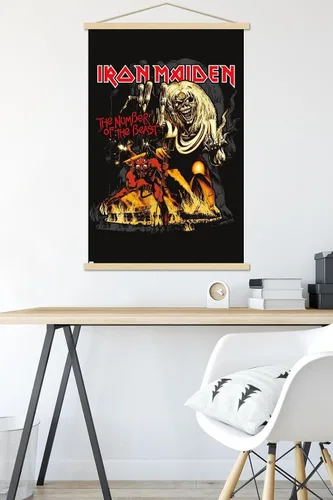 Vista 5 de Trends International Iron Maiden - Póster de pared con marco magnético con el número de la bestia