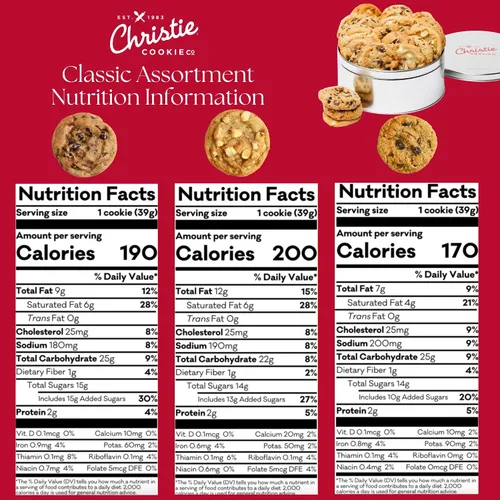 Vista 2 de Galletas Christie, galletas gourmet "Warm Hugs", 18 galletas en lata plateada