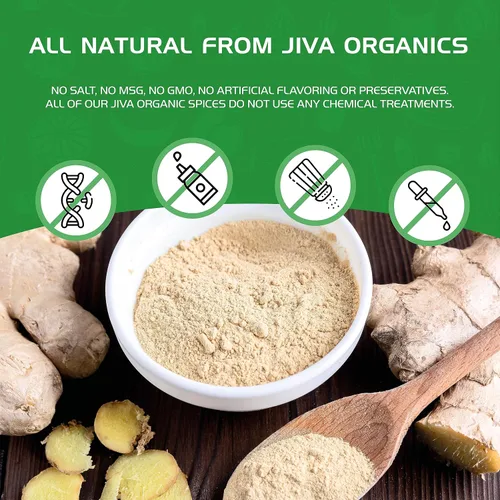 Vista 8 de Jiva Organics Polvo de Raíz de Jengibre Orgánico Frasco de 1 LB - Sin Gluten, Sin OMG - para Cocinar, Hornear, Té y Más - Jengibre Molido Seco a