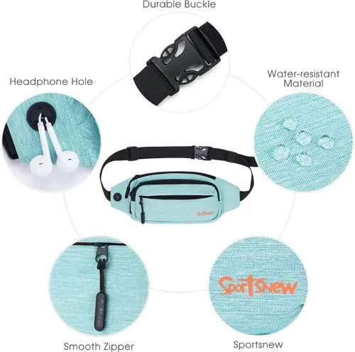 Vista 3 de Riñonera grande para hombre con 5 bolsillos con cremallera, paquete de bolsa de cintura para correr, deporte, entrenamiento, viajes, Casual