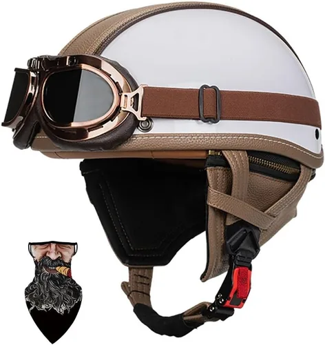 Vista 16 de Casco Moto Retro ABS Ligero 22.93 oz DOT Homologado - Medio Casco Jet para Hombre y Mujer con Doble Ventilación, Forro Desmontable y Hebilla Rápida