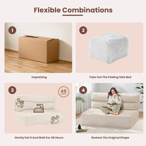 Vista 7 de Colchón Plegable Tamaño Twin, Sofá Cama Convertible 3 en 1, Sofá Cama Plegable, Sofá de Suelo, Sofá Lounge, Colchón para Dormir para Sala de Estar