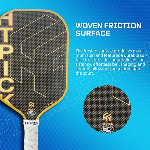 Vista 5 de Pickleball Paddles, Carbon Fiber Pickleball Paddle High Grit & Spin with PP Honeycomb Core 16mm Thickness and Thermoformed Elongated