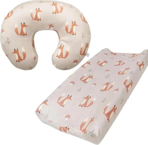 Vista 11 de Minky - Funda de almohada de lactancia en forma de U para bebé, niño y niña, solo funda (azul marino y beige claro, paquete de 2)