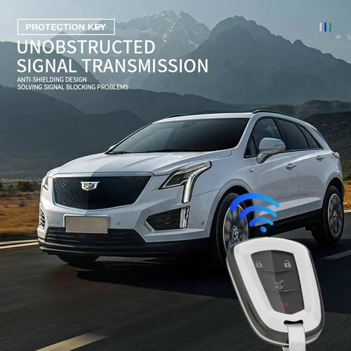 Vista 4 de RYE Para Cadillac Key Fob Cover, Cadillac Accesorios TPU+Aleación De Zinc Llavero Para Cadillac Escalade ATS CTS STS SRX XT5 CT6 Llave Inteligente