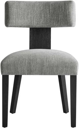 Vista 7 de Modway Nalani - Juego de 2 sillas de comedor sin brazos en tejido jaspeado, gris y negro, sillas auxiliares contemporáneas con patas de madera