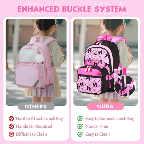 Vista 6 de Juego de mochila de 3 piezas, Arco rojo negro, Escuela