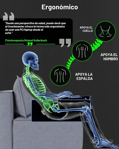 Vista 5 de Couchmaster® CYBOT - Escritorio ergonómico para cuadernos o equipos inalámbricos, incluyendo almohadas, alfombrilla de mouse