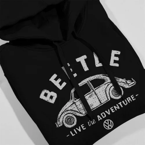 Vista 4 de Volkswagen Beetle White Live The Adventure Retro Logo Sudadera con capucha para hombre