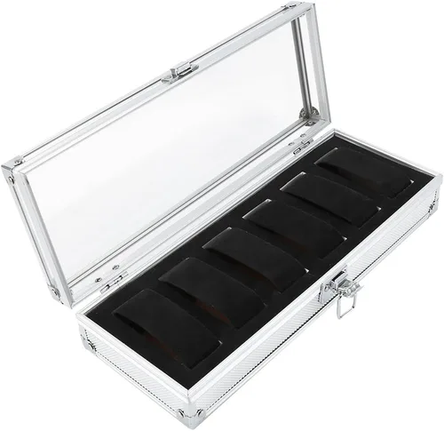 Vista 2 de TOPINCN Caja de reloj rectangular para organizador, 1 unidad, en caja, 12 ranuras de rejilla para soporte para bolsa organizadora para organizador