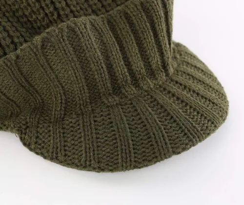 Vista 2 de Home Prefer - Gorro de punto grueso de invierno con visera para hombre