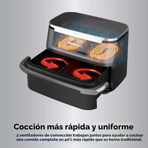 Vista 8 de Ninja Foodi - Freidora de aire, 7 Qt MegaZone, 6 en 1, negro, DZ071 7QT NEGRO