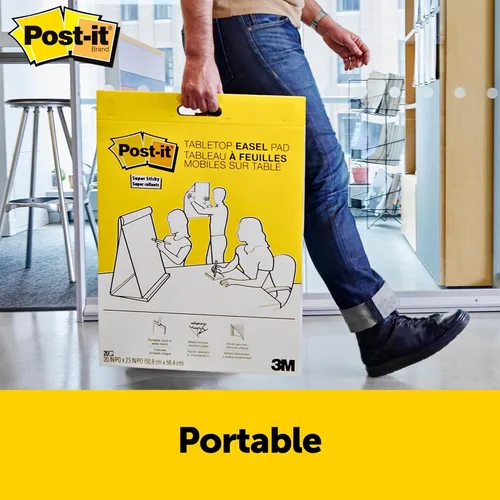 Vista 3 de Post-it Almohadilla de caballete de mesa portátil súper pegajosa con panel de borrado en seco, ideal para profesores y estudiantes virtuales, 20 x