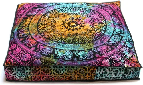 Vista 20 de ICC - Funda de cojín cuadrada grande de algodón con diseño de mandala, funda de almohada hippie, funda de almohada para el suelo con cremallera