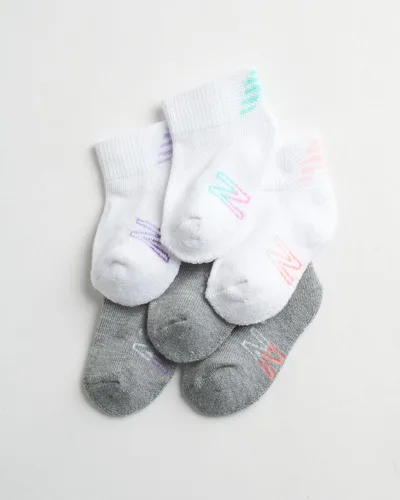 Vista 3 de New Balance Calcetines para bebé, paquete de 6 calcetines acolchados de corte de un cuarto (bebébebé)