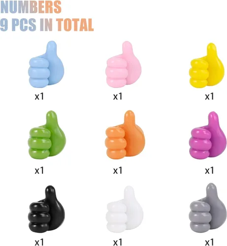 Vista 4 de CERETIA 9 ganchos de silicona autoadhesivos para el pulgar, ganchos de pared multifunción para clip de cable, soporte para llaves, ganchos de pared