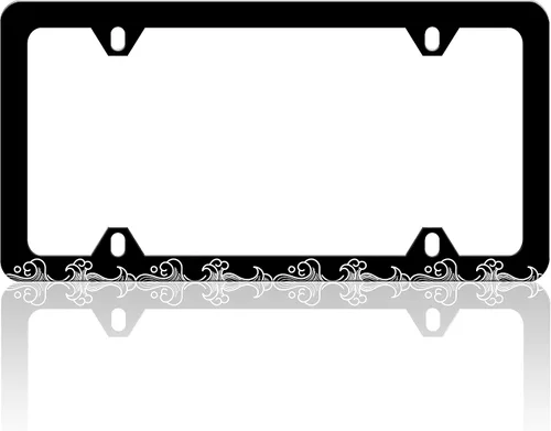 Vista 17 de Marco de matrícula con estampado de vaca en blanco y negro Soporte para placa de matrícula de acero inoxidable con tornillos para mujeres