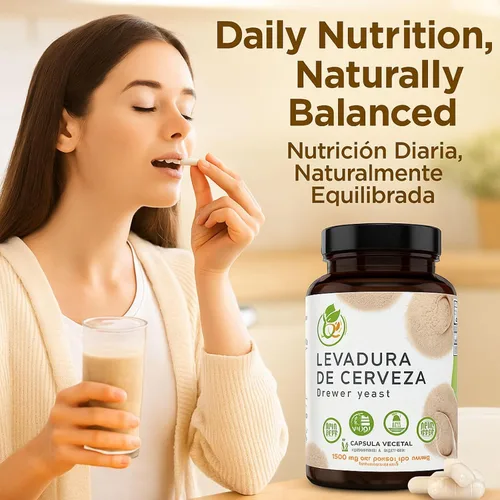 Vista 3 de Levadura de Cerveza (Cápsula de levadura de cerveza) – 1500 mg por porción, 90 cápsulas vegetales – 100% natural, fabricado en Estados Unidos