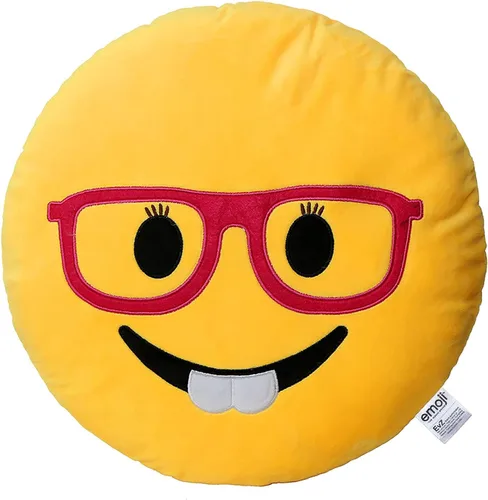 Vista 18 de Emoji Cara de Alienígena Cojín de Emoticón Relleno de Felpa Suave Almohada, Certificado Oficial, EvZ 31cm Gris