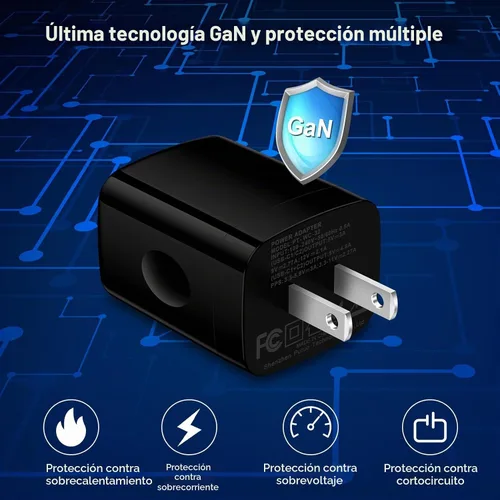 Vista 5 de Carga rápida estupenda del puerto de la caja 2 del cargador de la pared del USB C Android del bloque 25W del cargador Dual Plug Power Adapter