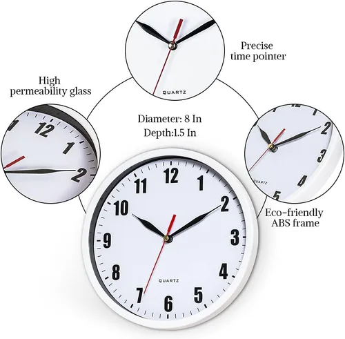 Vista 3 de SAC SMARTEN ARTS Reloj de pared de cuarzo silencioso de 8 "reloj digital sin tictac