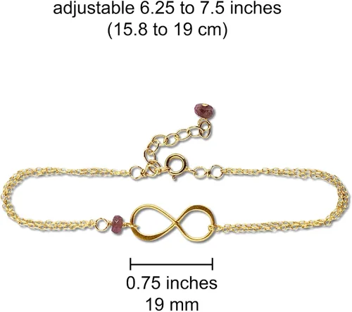Vista 25 de Pulsera con dije de infinito con piedra natal, joyería hecha a mano, regalo para ella