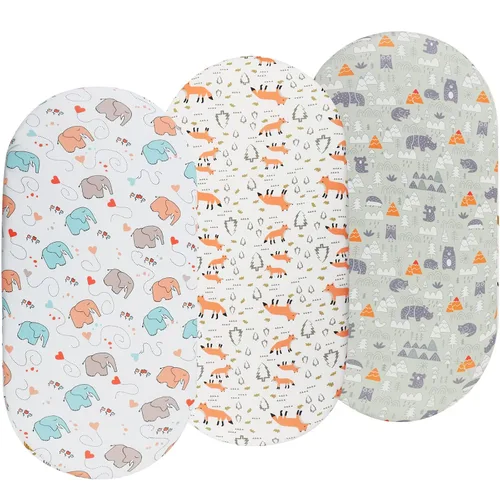 Vista 20 de Onacosht Juego de Sábanas de Moisés de 3 Piezas para Bebé Niño, Sábana Bajera Ajustable de Jersey Punto Suave Elástico Universal para Colchón