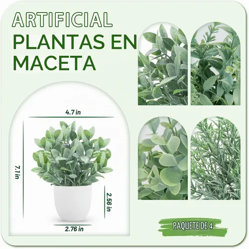 Vista 2 de Der Rose - Paquete de 4 plantas falsas pequeñas para decoración de escritorio de oficina