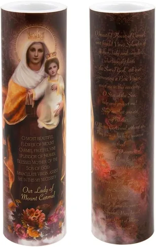 Vista 3 de Vela de oración devocional sin llama LED Nuestra Señora del Monte Carmelo