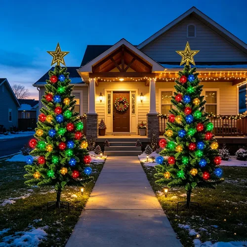 Vista 9 de Árbol de Navidad solar de 100 LED de 4 pies para decoraciones de Navidad al Árbol de Navidad para exteriores de 250 ramas, luces solares