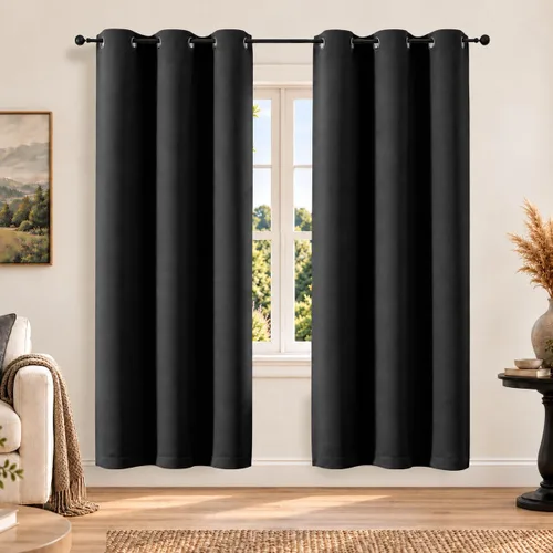 Vista 22 de Simplebrand Cortinas blancas puras de 96 pulgadas de largo para oscurecer la habitación, juego de 2 paneles para dormitorio/sala de estar, bloqueo