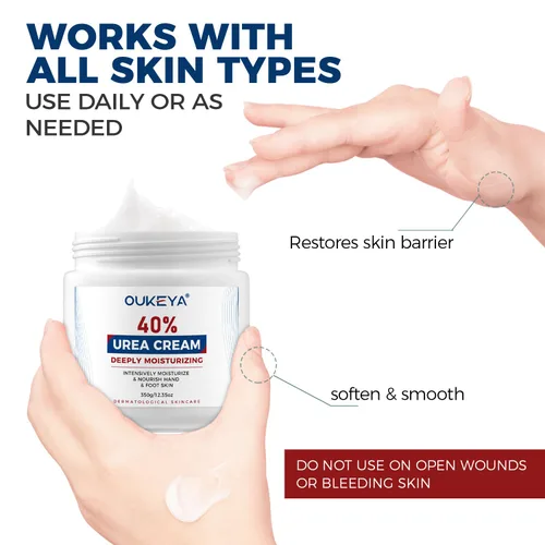 Vista 7 de OUKEYA Crema de Urea 40 Por Ciento, Crema para Manos y Pies para Sequedad y Grietas, Loción de Urea para Pies de Fuerza Máxima (350g)