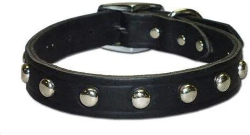 Vista 9 de Leather Brothers 12LS-BK12 - Collar de perro de cuero Latigo con tachuelas, tamaño pequeño, color negro
