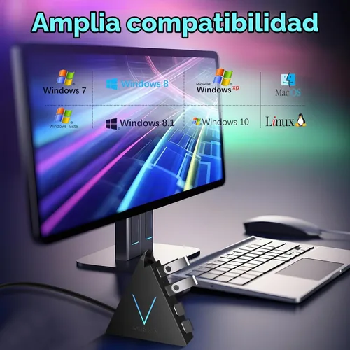 Vista 8 de FlyingVHUB Hub USB 3.0 de 4 puertos, torre concentrador USB con cable extendido de 2 pies, divisor USB para laptop, PC, PS4, PS5, Xbox, mouse