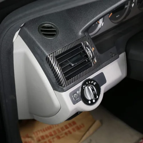 Vista 3 de YIWANG Marco de ventilación de fibra de carbono estilo ABS para salpicadero interior de coche, 2 piezas para Mercedes Benz Clase C W204 2007-2010