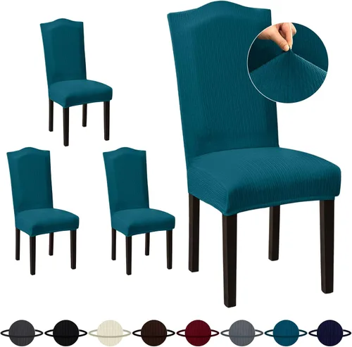 Vista 76 de Sufdari Juego de 4 fundas para sillas de comedor, color beige, antideslizantes, de elastano, elásticas, para comedor, hotel (Grande)