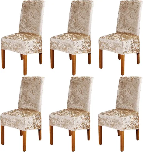 Vista 15 de Fundas para silla de terciopelo triturado, fundas protectoras elásticas y extraíbles para sillas XL, para comedor, ceremonia, banquete, boda Negro