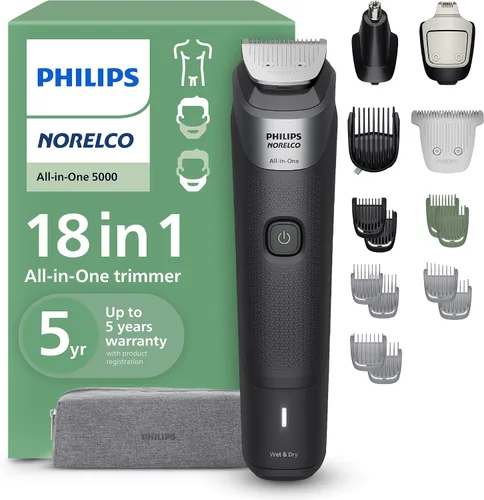 Vista 10 de Philips Norelco 5000 - Cortadora todo en uno 19 en 1, cara, cabello y Negro