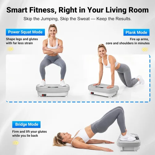 Vista 3 de Vibration Plate Exercise Machine for Lymphatic Drainage & Fitness Gris