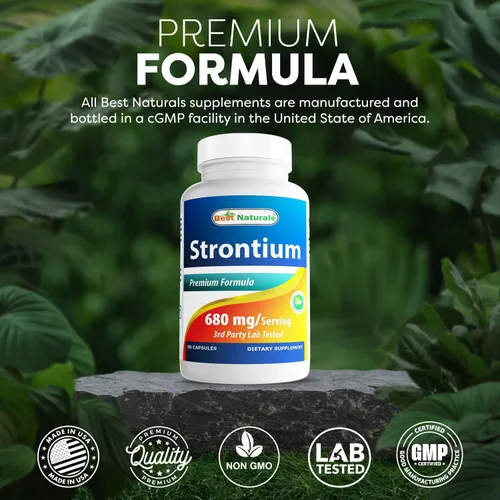Vista 5 de Best Naturals Fórmula de construcción de huesos de estroncio 680 mg/porción 90 cápsulas