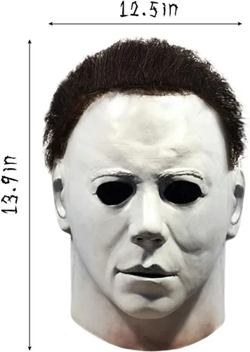 Vista 3 de Máscara de Halloween de Michael Myers de látex de terror realista original de Mike Myers (Blanco - Bricolaje gratis)
