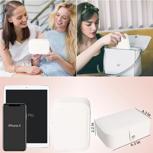 Vista 6 de Joyero para Viaje, Cajas Organizadoras de Joyería Pequeñas para Mujeres y Niñas, Estuche de Joyería de Viaje de 2 Capas, Estuche de Almacenamiento