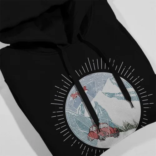 Vista 4 de Volkswagen Sudadera con capucha para mujer Christmas Beetle Snowy Mountains