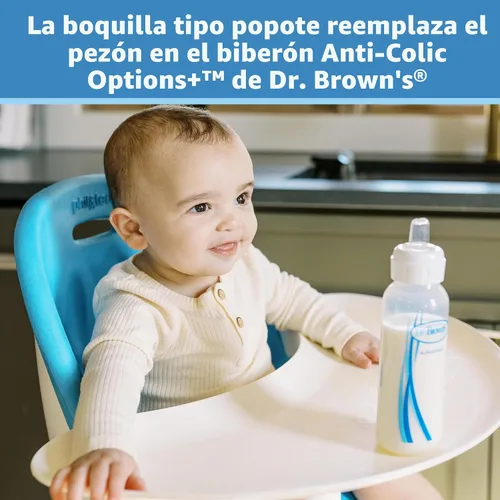 Vista 4 de Dr. Brown's Milestones Options+ Boquillas para sorber estrechas, paquete de 4 Boquillas transparentes