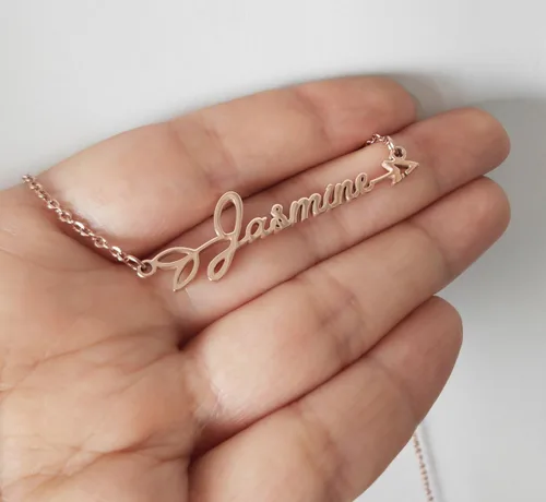 Vista 5 de Aoloshow Customized Custom Name Necklace Personalized Custom Any Initial Plated Handwriting Nameplate Necklace Gift for Womens Girls