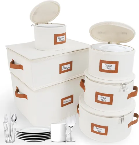 Vista 43 de HOMELUX THEORY 8 piezas de contenedores de almacenamiento de porcelana de carcasa dura, almacenamiento de tazas, copas de vino, utensilios